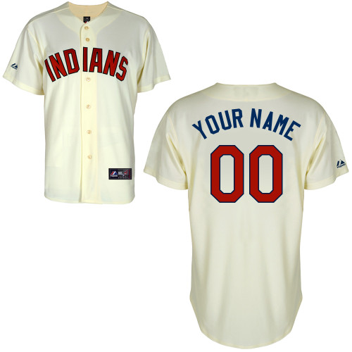 Customized Youth MLB jersey-Cleveland Indians Authentic Alternate 2 White Cool Base Baseball Jersey
